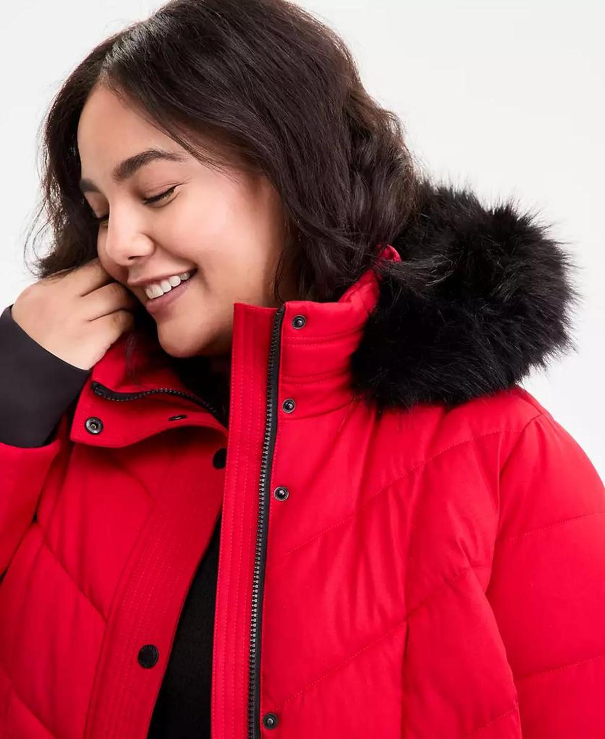 Plus Size Faux-Fur-Trim Hooded Puffer Coat, Exclusively at Macy's