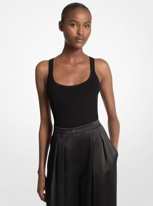 Ribbed Stretch Viscose Tank Top Bodysuit