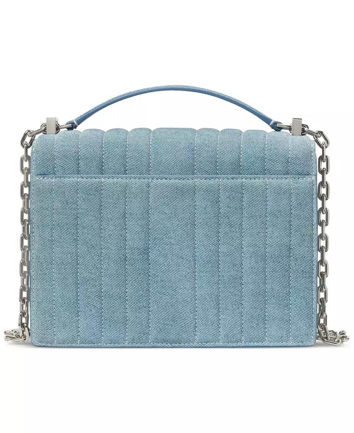 Deco Denim Chain Leather Shoulder Bag