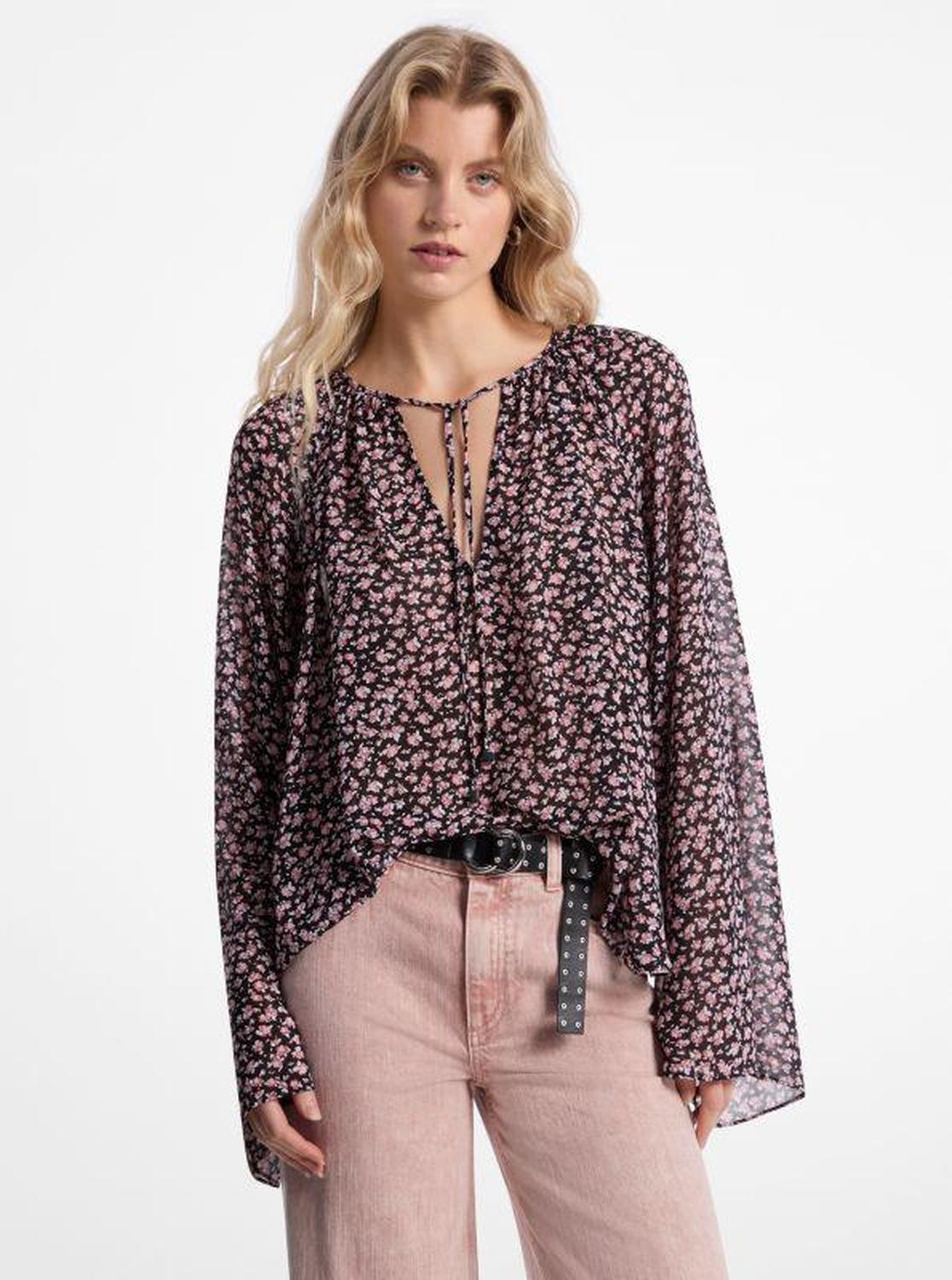 Floral Georgette Flared Sleeve Blouse
