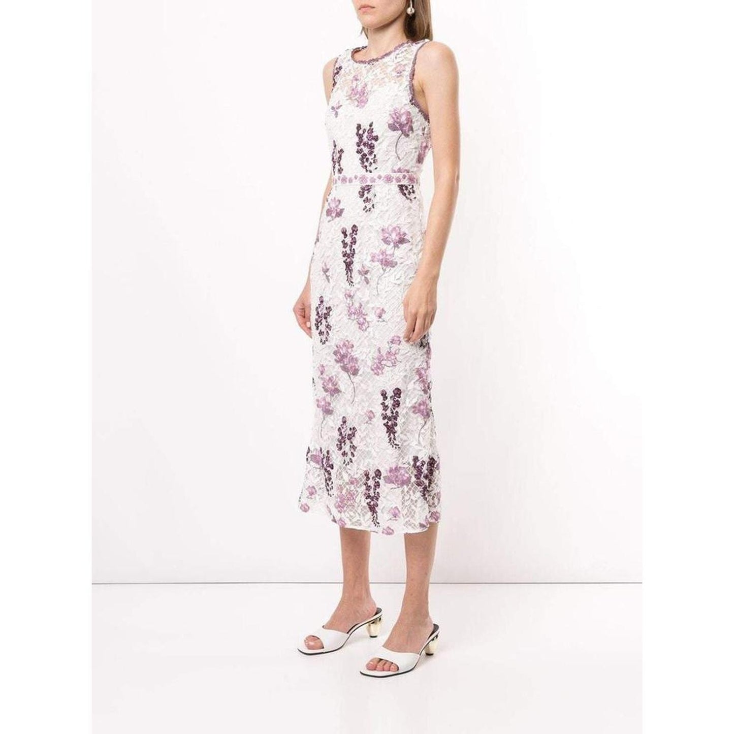 Sleeveless Floral Guipure Dress