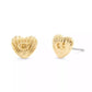 Gold Signature Textured Heart Stud Earrings
