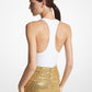 Hand-Embroidered Sequin Stretch Jersey Bodysuit