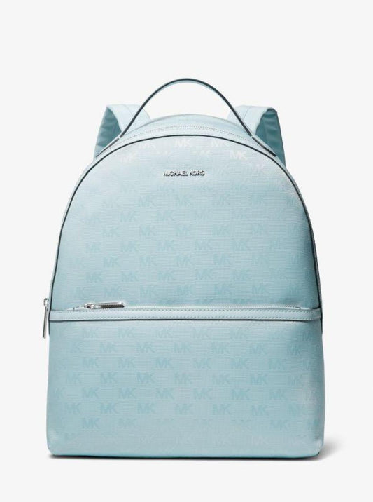 Sheila Large Woven Logo Nylon Backpack