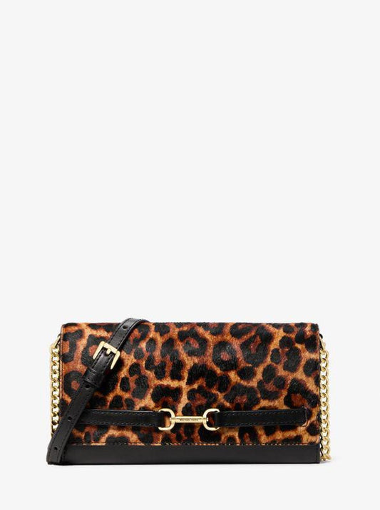 Carson Large Leopard Print Calf Hair Crossbody Bag