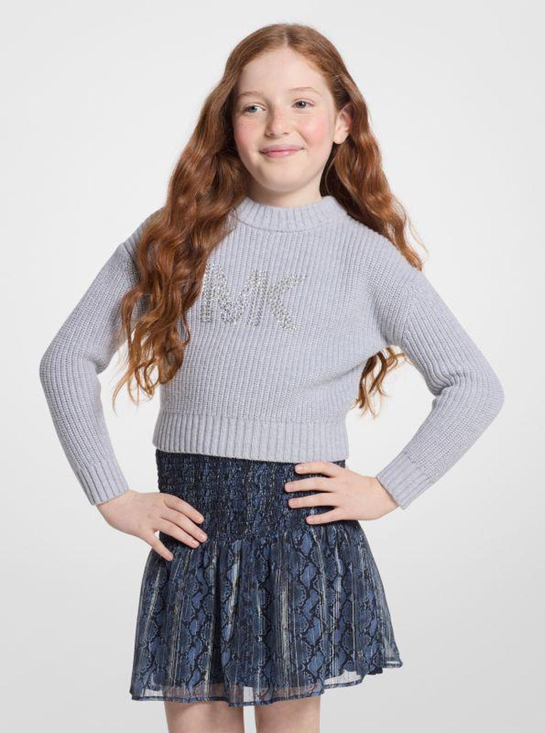 Embellished Logo Cotton Blend Sweater