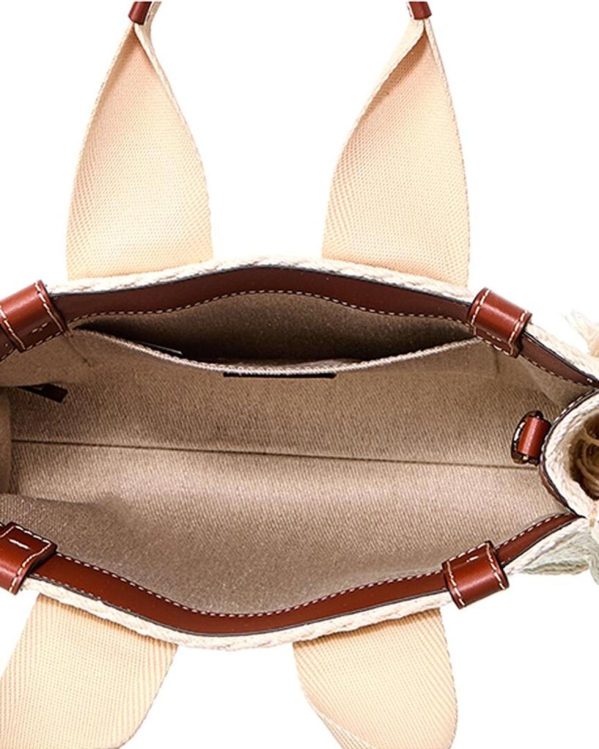 Chloé Woody Small Leather-Trim Tote (Authentic Pre-Owned)