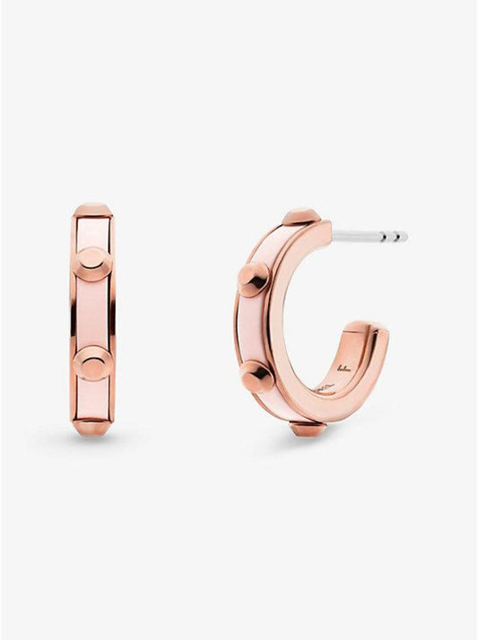 Studded Rose Gold-Plated and Acetate Hoop Earrings