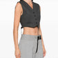 Adesso Cropped Stretch Wool Waistcoat In Grey