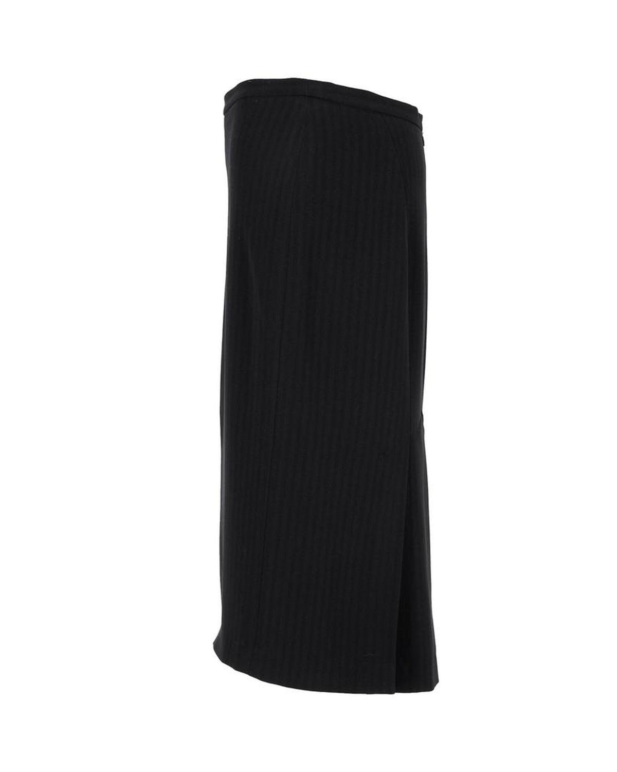 Striped Midi Pencil Skirt in Black Triacetate