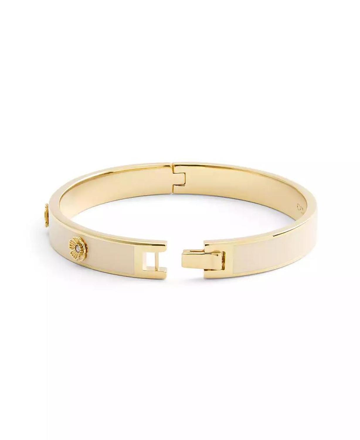 Signature Faux Stone Tea Rose Enamel Bangle Boxed Bracelet
