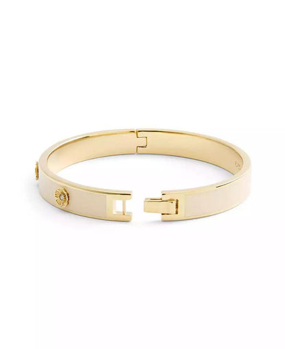 Signature Faux Stone Tea Rose Enamel Bangle Boxed Bracelet