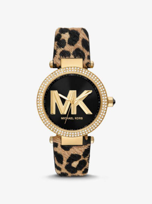 Parker Pavé Gold-Tone and Calf Hair Watch