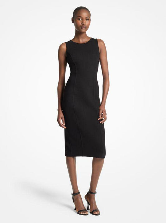 Double-Faced Stretch Wool Crepe Sheath Dress