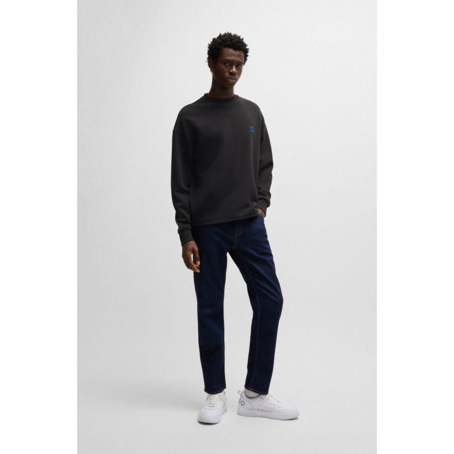 Cotton-terry sweatshirt with Happy  logo patch
