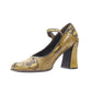 vintage PRADA yellow scaled leather square toe chunky heel mary jane heel
