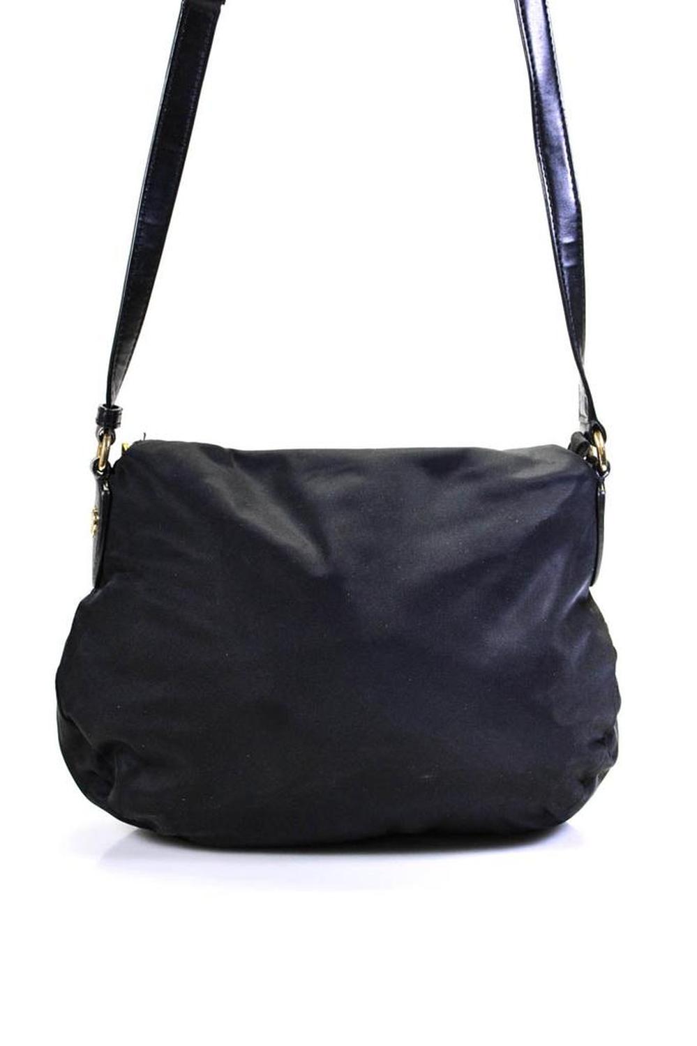 Marc Jacobs Womens Leather Trim Nylon Flap Crossbody Handbag Black