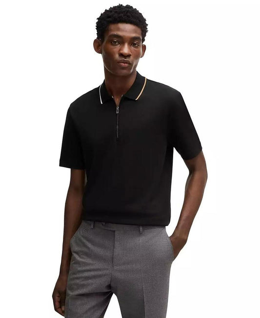 Men's Zip-Neck Interlock Polo Shirt