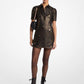 Metallic Moiré Silk Blend T-Shirt Dress