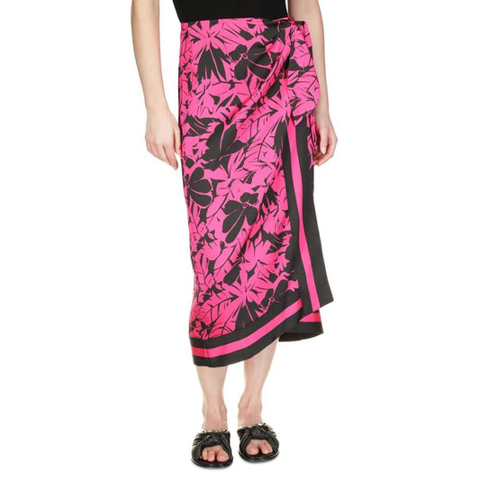 Women's Lush Palm-Print Faux-Wrap Midi Skirt