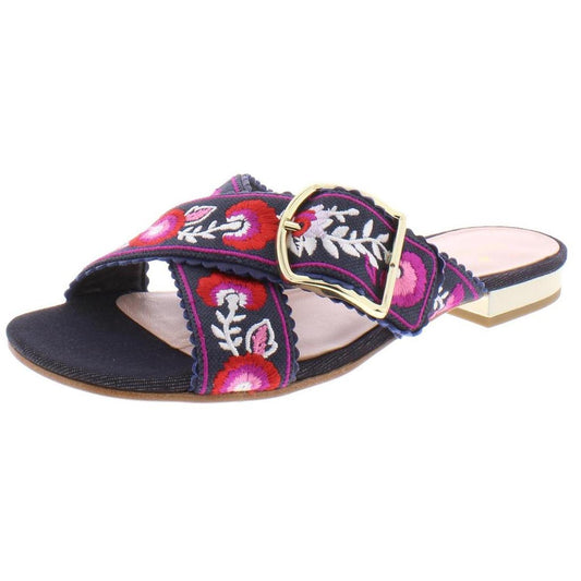 Faris Womens Embroidered Slide Flats