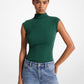 Stretch Cotton Blend Funnel-Neck Top