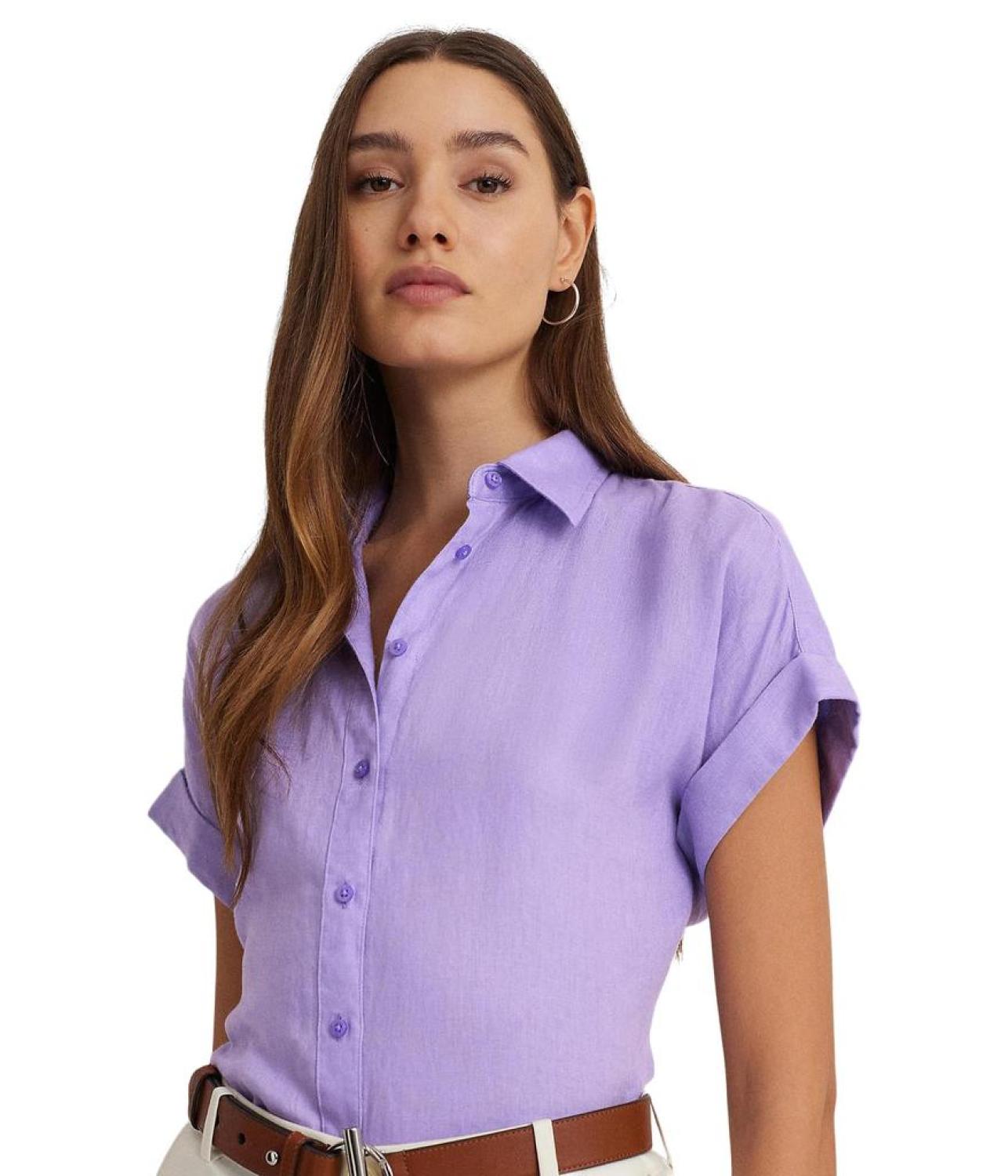 Petite Linen Short-Sleeve Shirt