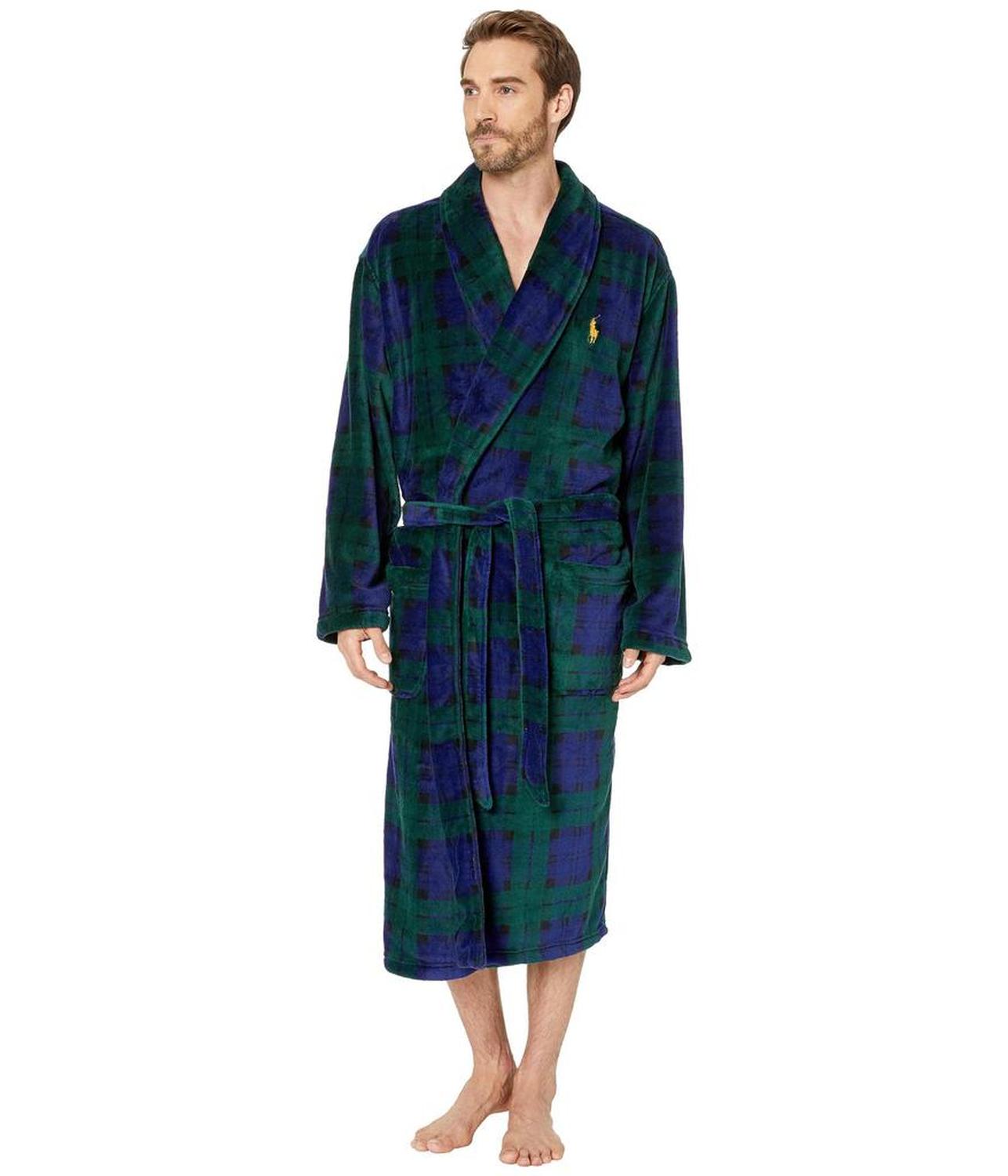 Microfiber Plush Long Sleeve Shawl Collar Robe
