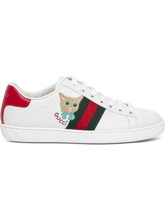 Gucci Ace Cat Leather Sneakers