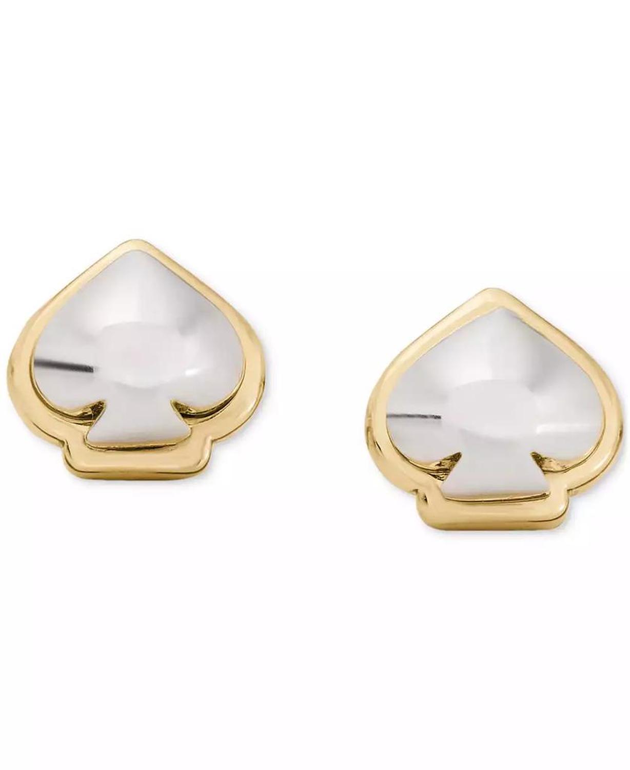 Two-Tone Sculpted Spade Mini Stud Earrings
