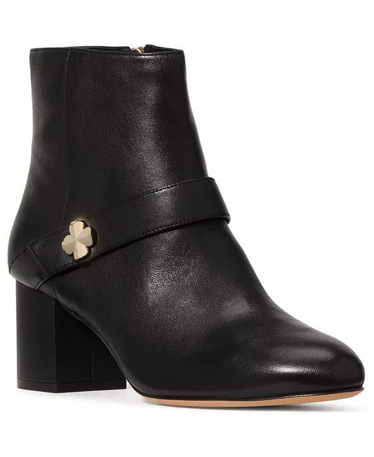 Women's Spade Flower Block Heel Ankle Booties