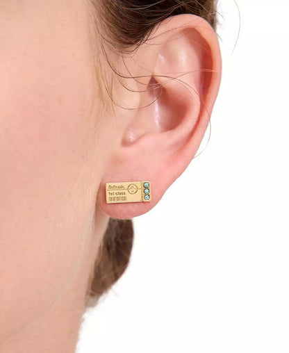 Gold-Tone Out of Office First Class Ticket Stud Earrings