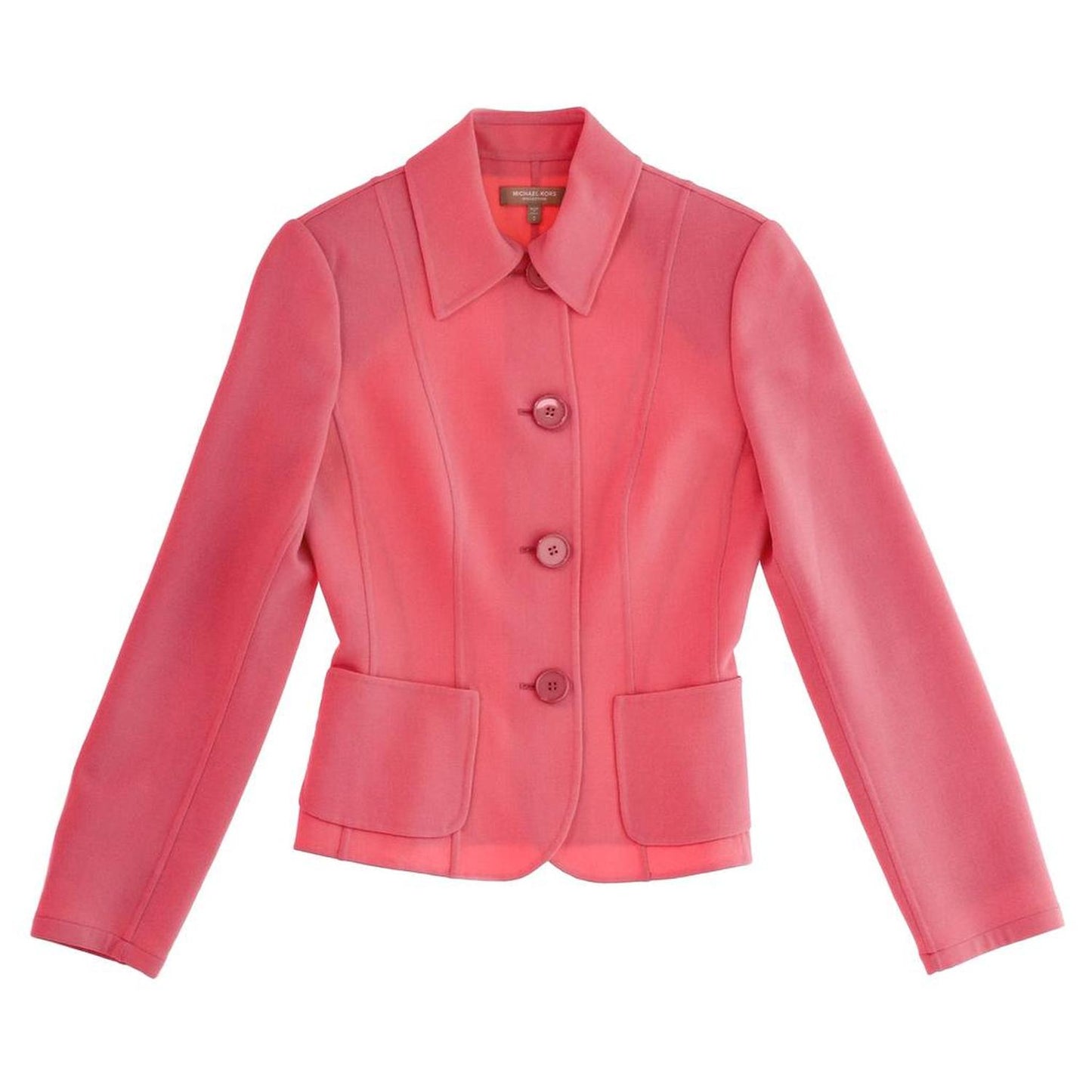 Single-Breasted Blazer in Pink Wool