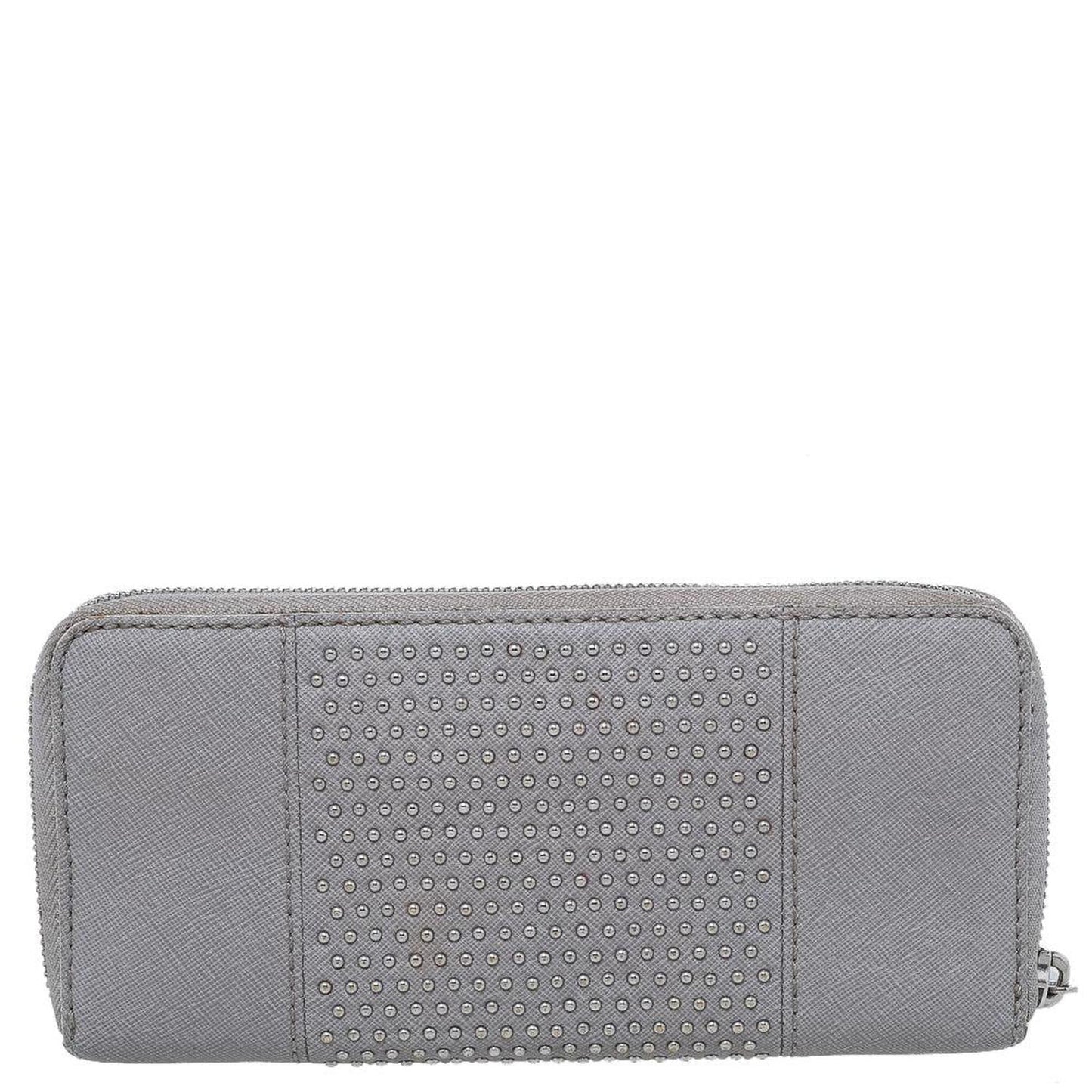 Michael Kors Grey Saffiano Leather Micro Stud Travel Zip Around Wallet..