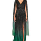 Marchesa Notte V-Neck Caped Gown