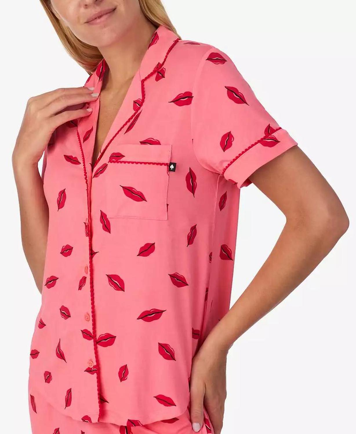 Women's 2-Piece Sleepwear Short-Sleeve Shirt and Pajama Shorts Set