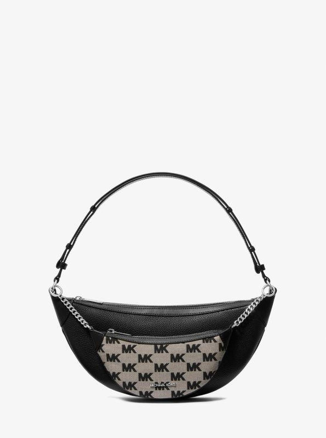 Hollis Medium 2-in-1 Pebbled Leather and Logo Jacquard Shoulder Bag