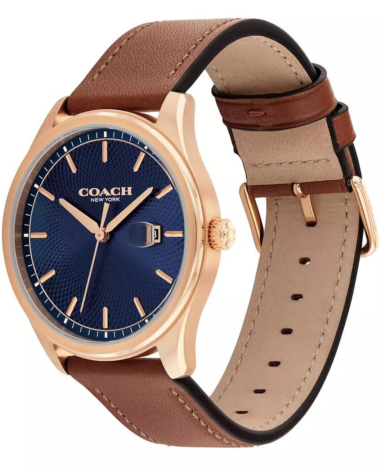 Men's Oliver Saddle Leather Calfskin Strap Watch, 41mm