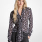 Floral Print Georgette Tie-Neck Blouse