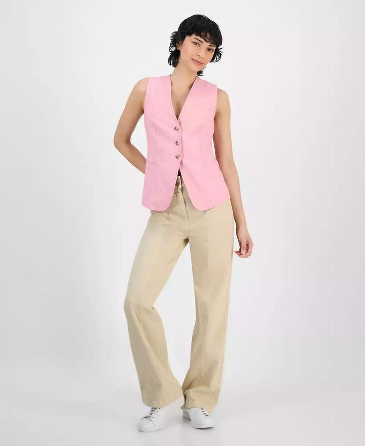 Women's V-Neck Sleeveless Button-Front Vest