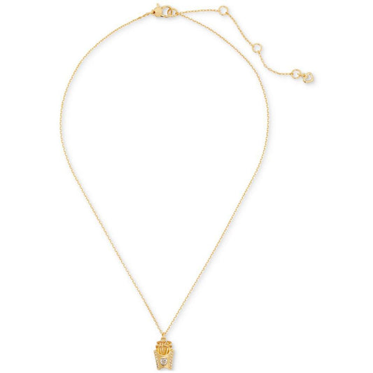Gold-Tone Stone Accented French Fries Mini Pendant Necklace, 16" + 3" extender