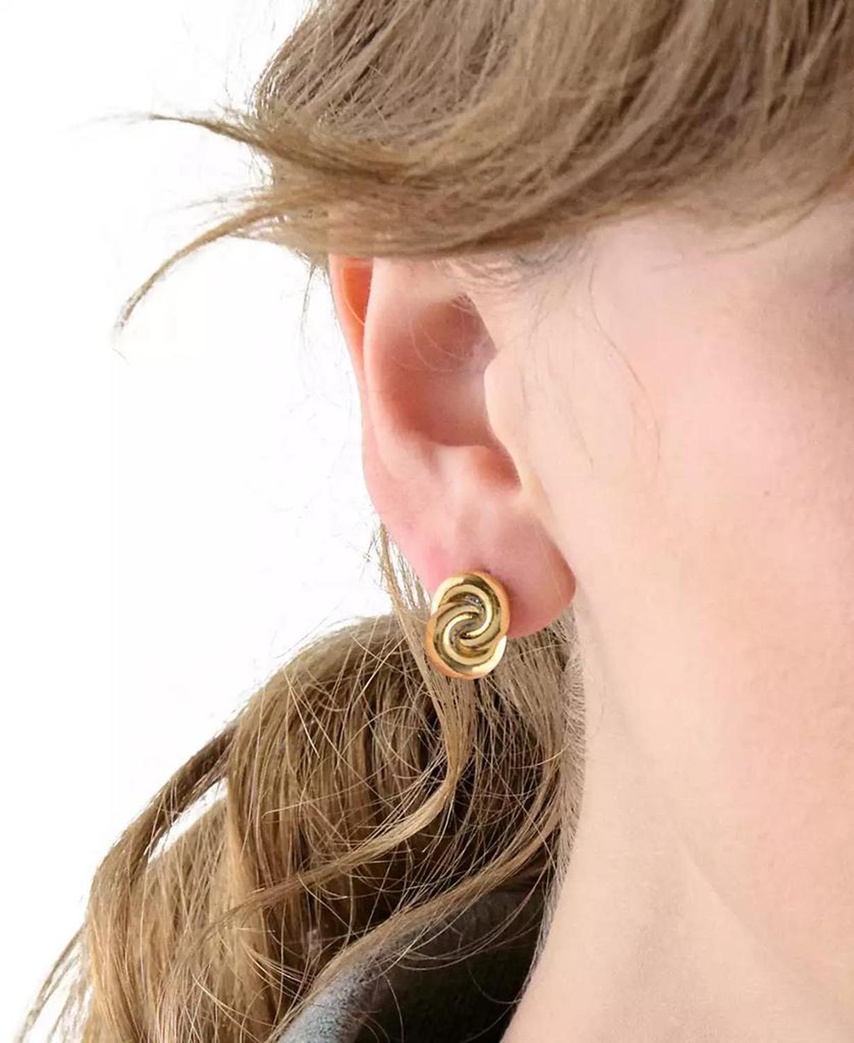 Two-Tone Interlock Stud Earrings