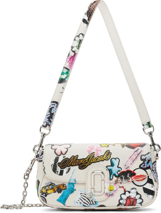 White 'The Sticker Clover' Shoulder Bag