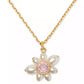 Gold-Tone Cubic Zirconia & Imitation Pearl Flower Pendant Necklace, 16" + 3" extender