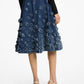 Hand-Embroidered Floral Denim Circle Skirt