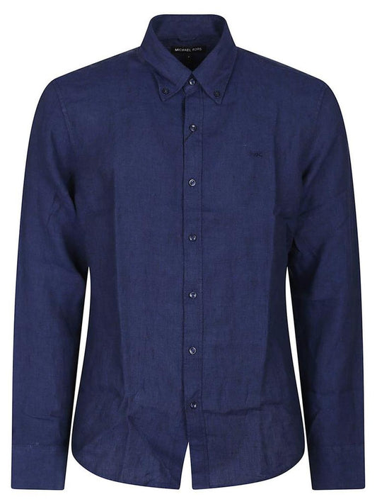 Michael Kors Slub-Texture Curved Hem Shirt