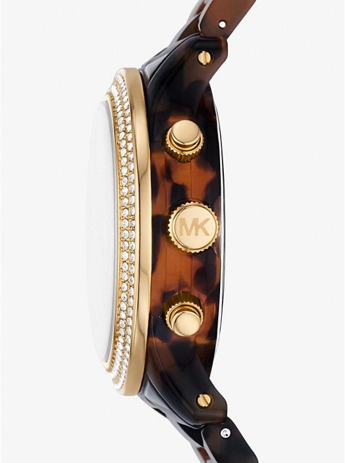 Runway Pavé Gold-Tone and Tortoiseshell Acetate Watch