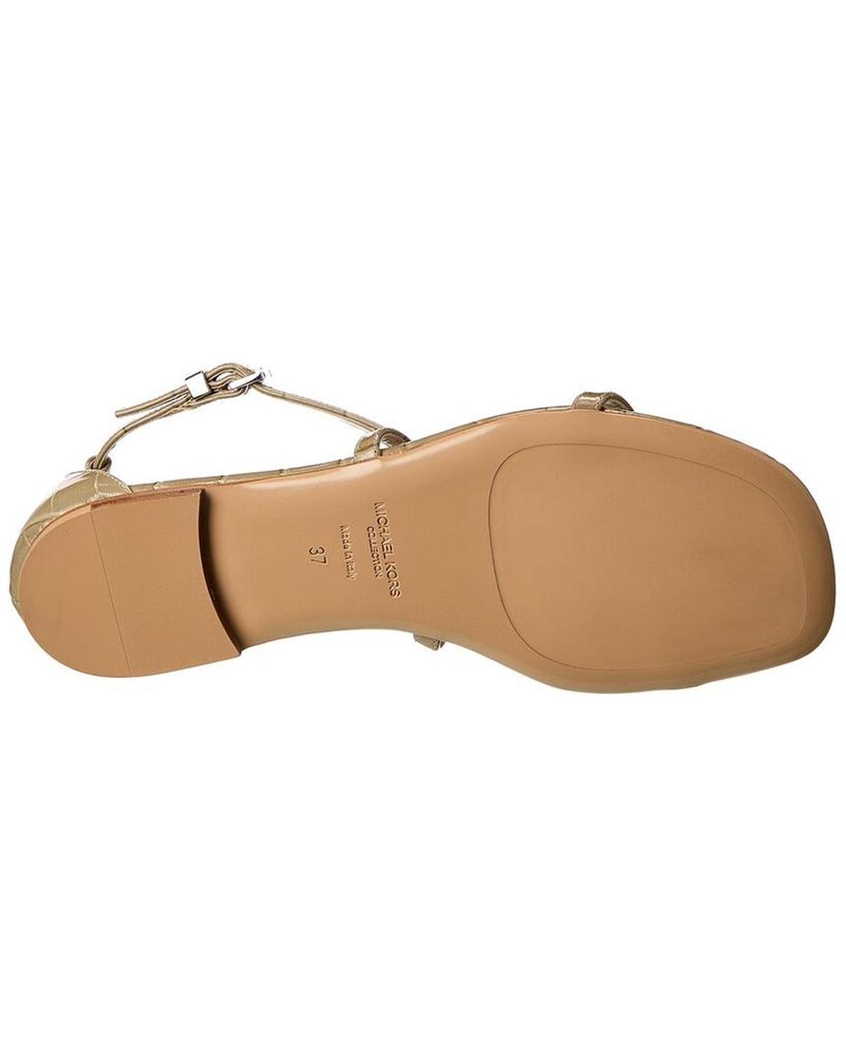 Polly Runway Croc-Embossed Leather Sandal