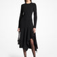 Stretch Wool Crepe Cascade Sheath Dress