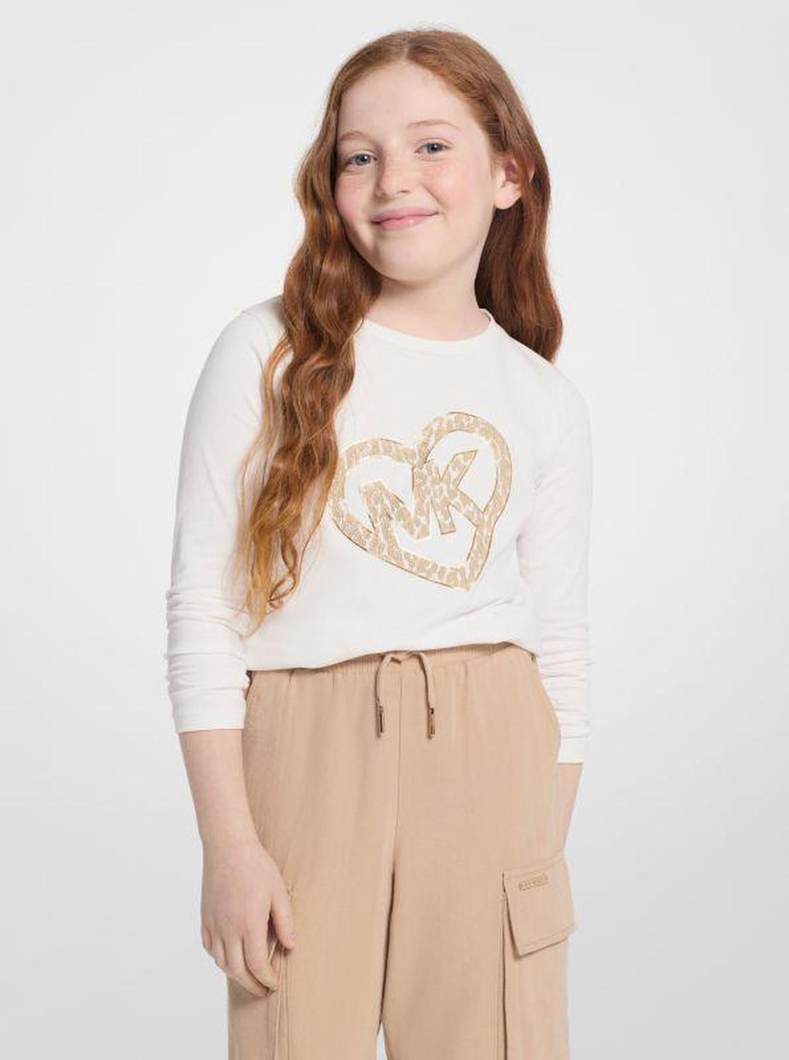 Studded Logo Heart Long-Sleeve T-Shirt
